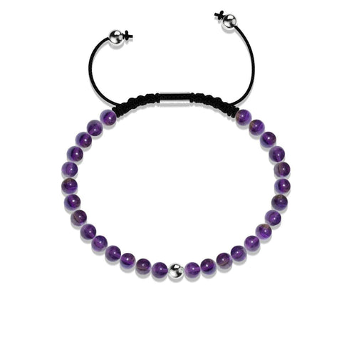 Amethyst | 925er Sterlingsilber | Makramee-Armband mit Fokus-Edelstein